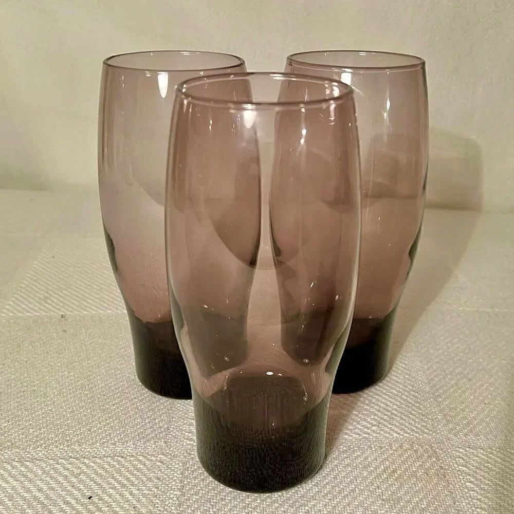 3 Vintage Amethyst/Purple Libbey Tumblers Darker At Bottom No Chips/Cracks